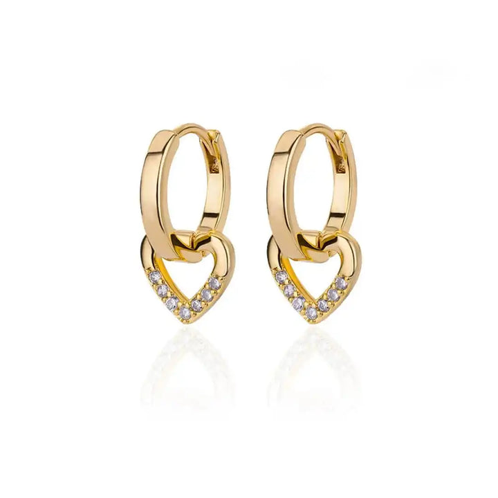 Open-Heart Zirconia Earrings