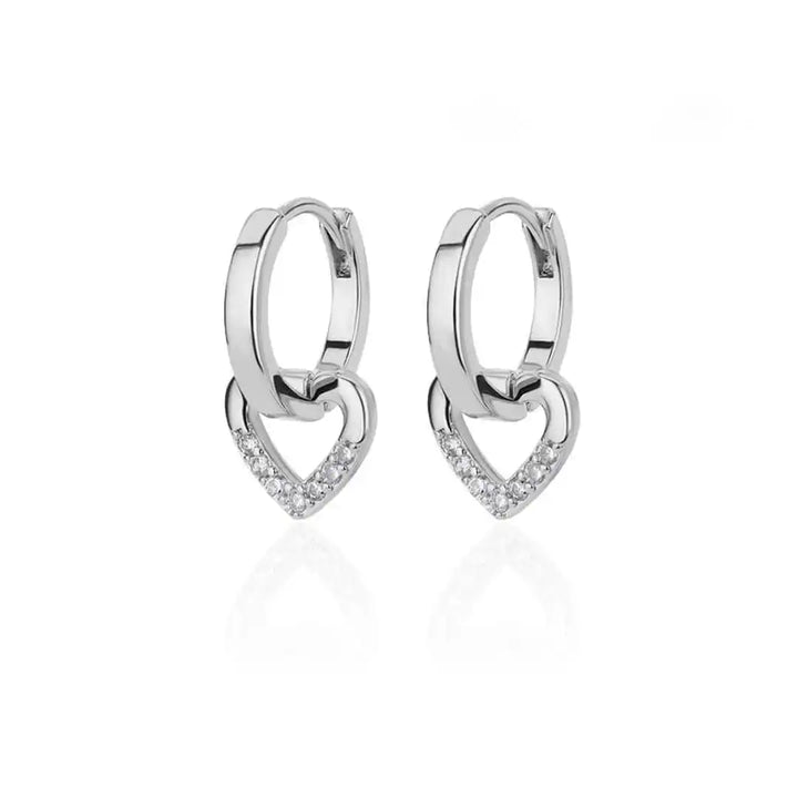 Open-Heart Zirconia Earrings