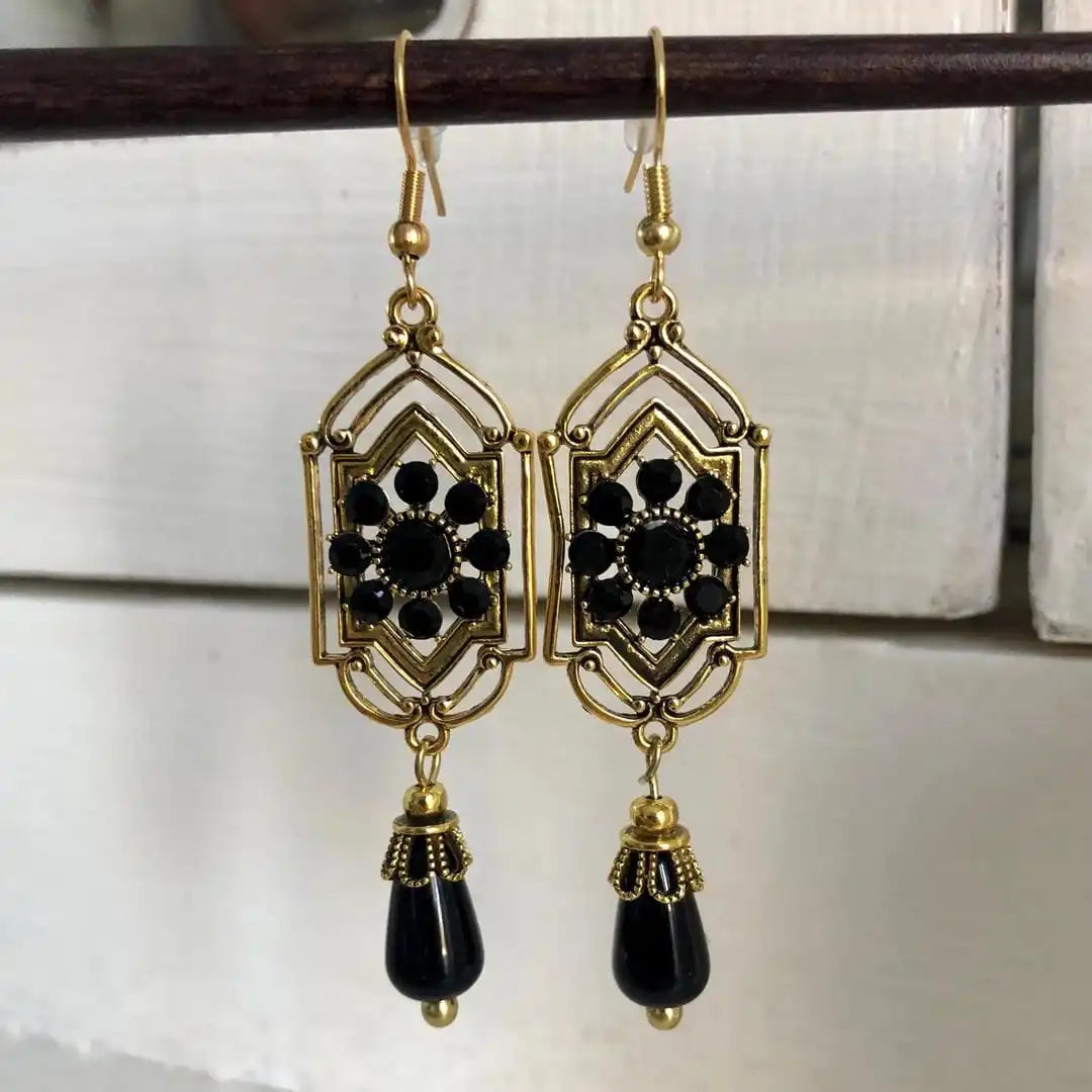 Elegant Black Crystal Dangle Earrings