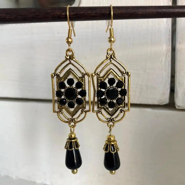 Elegant Black Crystal Dangle Earrings
