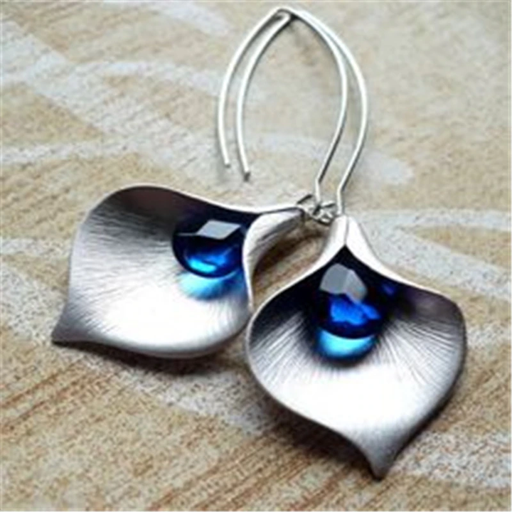 Silver Earrings with Blue Stones