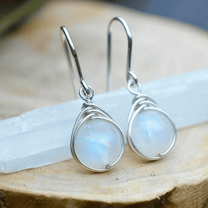 Silver Moonstone Dangle Earrings