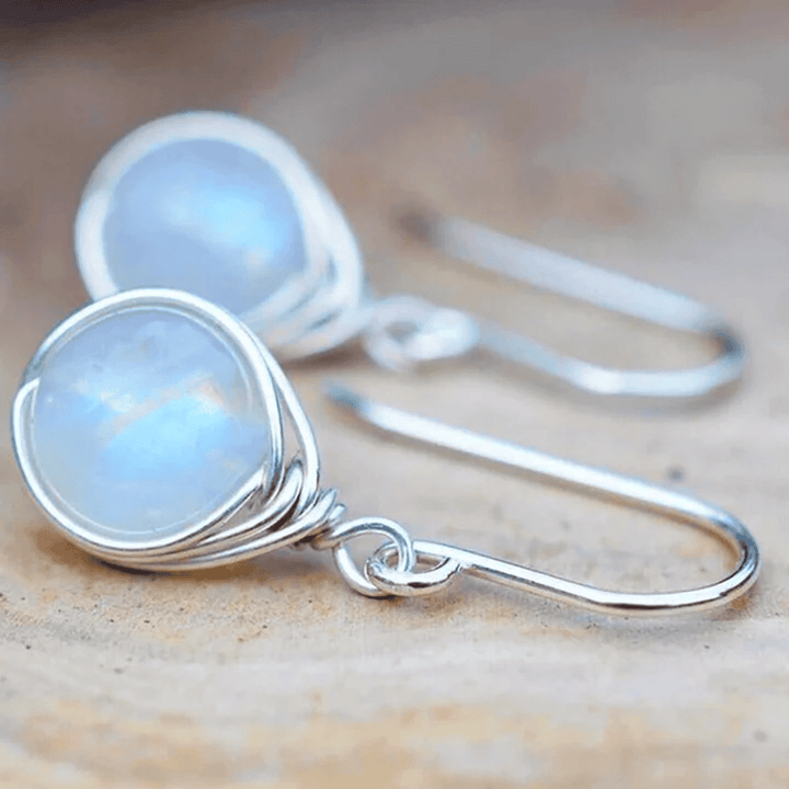 Silver Moonstone Dangle Earrings