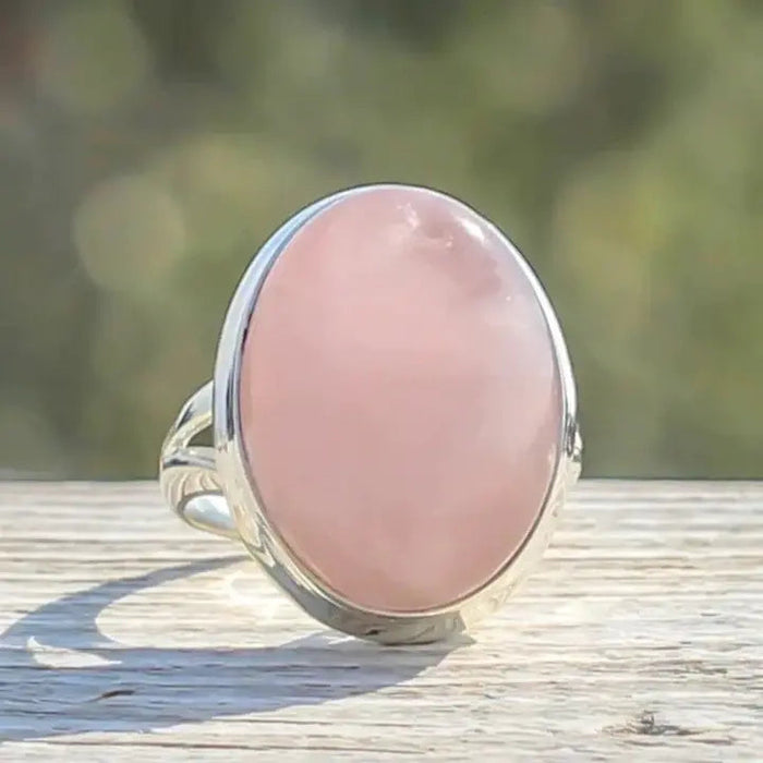 Antique-Style Rose Quartz Ring in Sterling Silver
