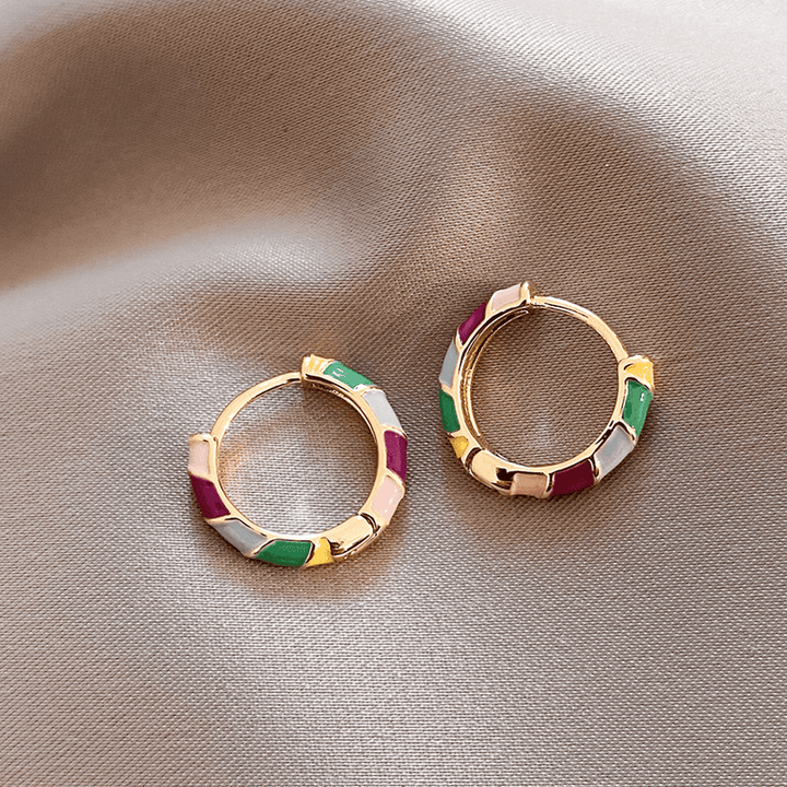 Stylish Golden Enamel Earrings
