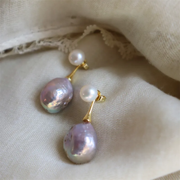 Sophisticated Lilac Pearl Drop Earrings