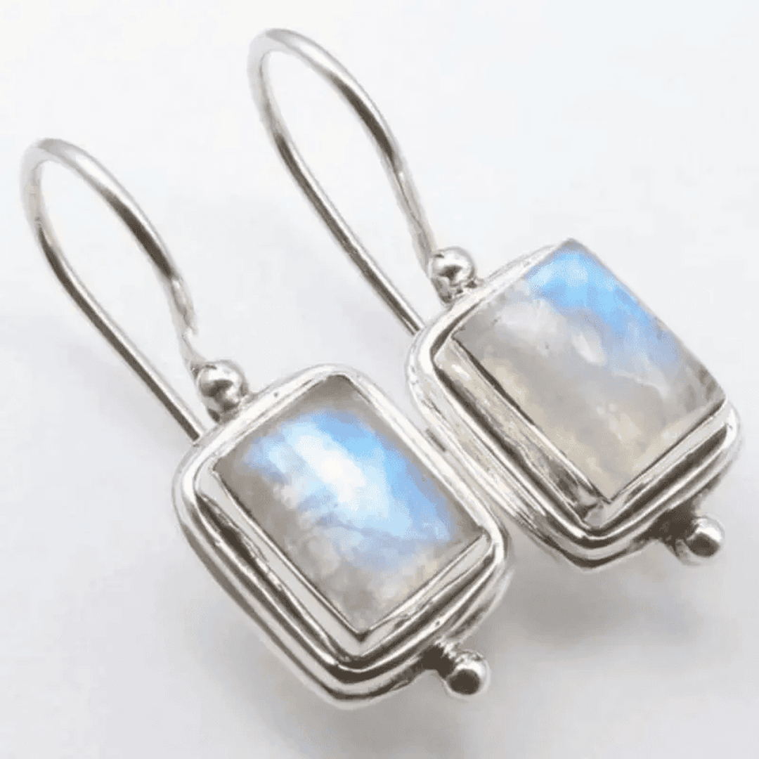 Radiant Square Moonstone Earrings