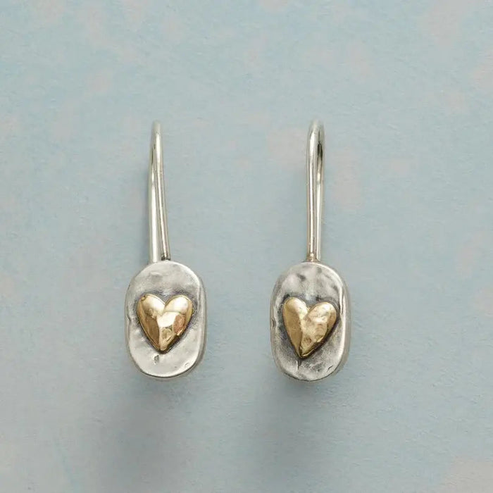 Vintage Silver Heart Earrings with a Touch of Gold