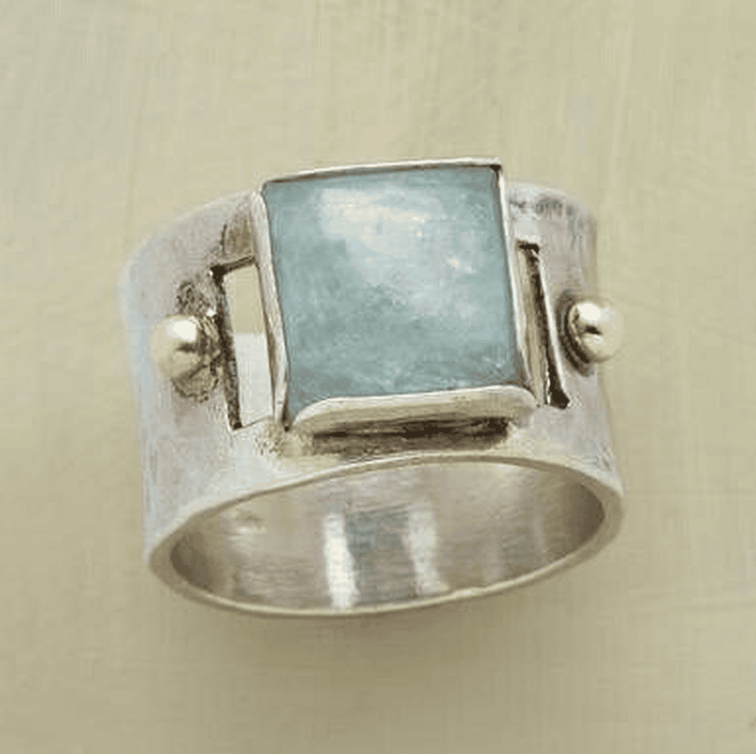 Antique Emerald Square Moonstone Ring