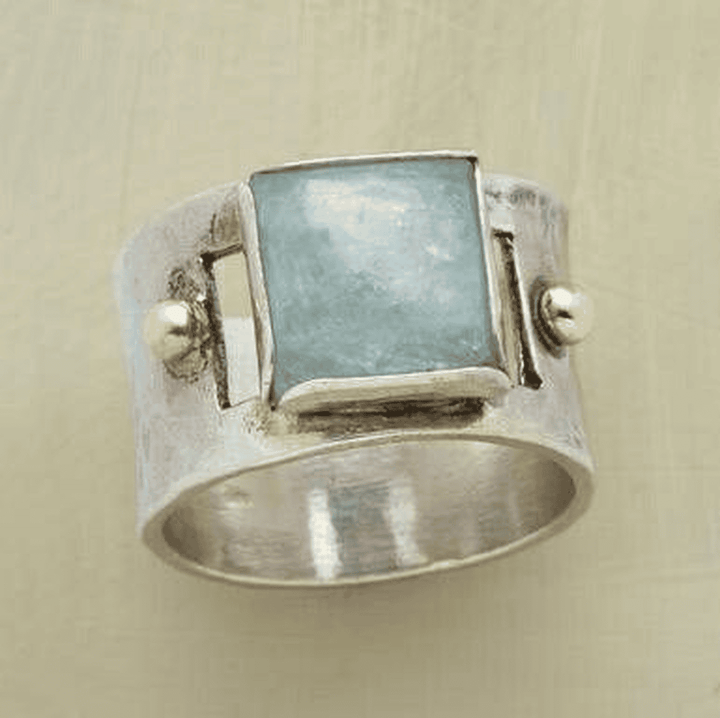 Antique Emerald Square Moonstone Ring