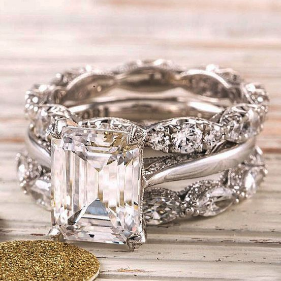 Vintage Silver Glimmer Stacked Ring