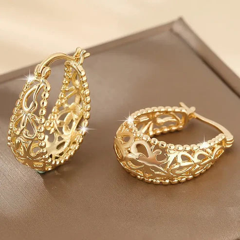 Golden Hollow Basket Earrings