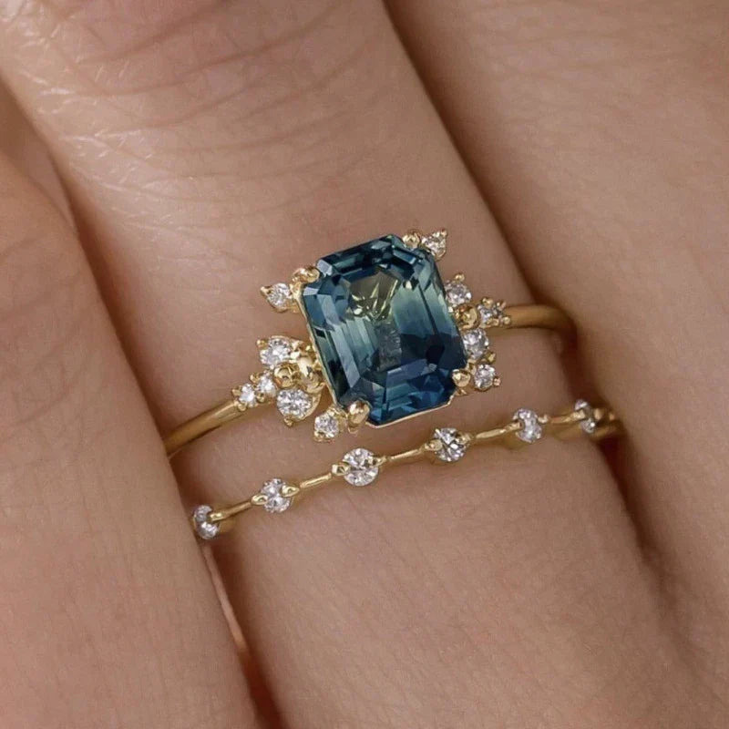 Azure Glimmer Ring Collection