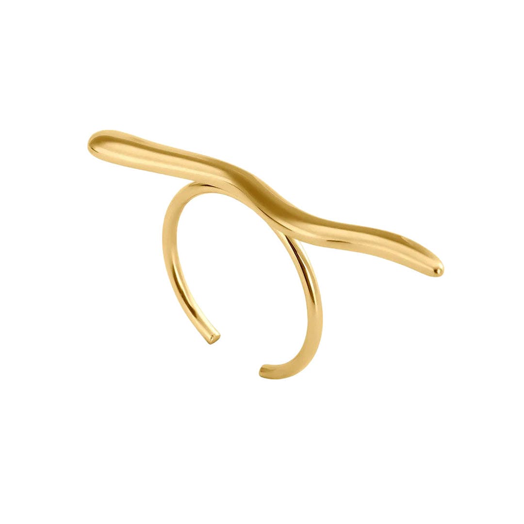 Sleek Golden Branch Ring