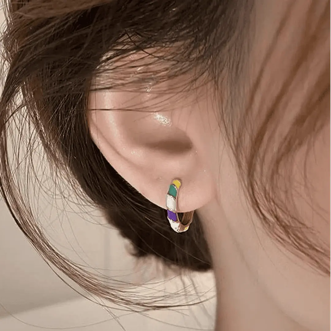 Stylish Golden Enamel Earrings