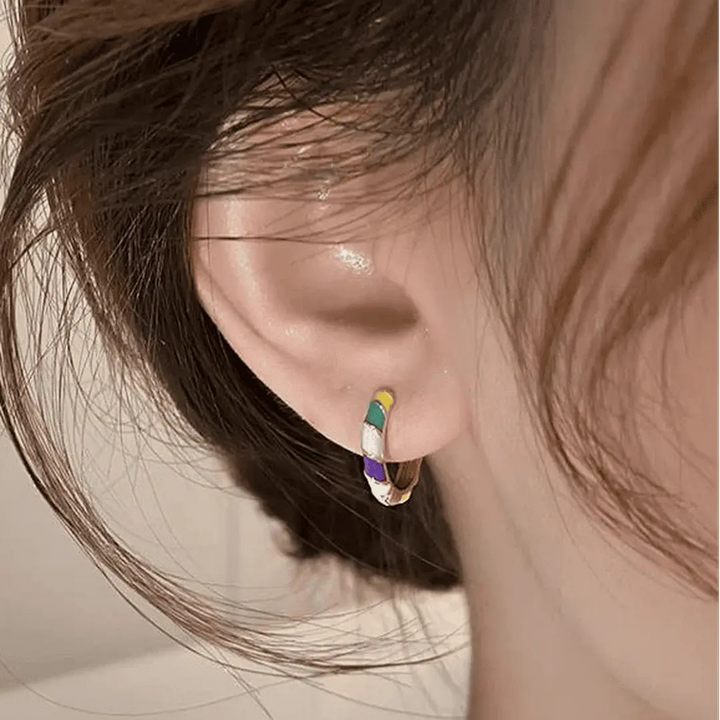 Stylish Golden Enamel Earrings
