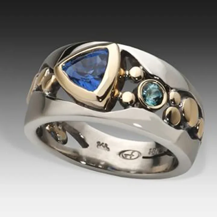 Bicolor Sapphire Emblem Ring