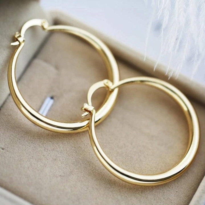 Lustrous Oversized Gold Hoop Earrings