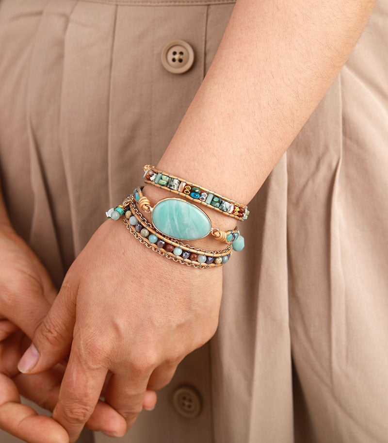 Genuine Amazonite Bead Bracelet
