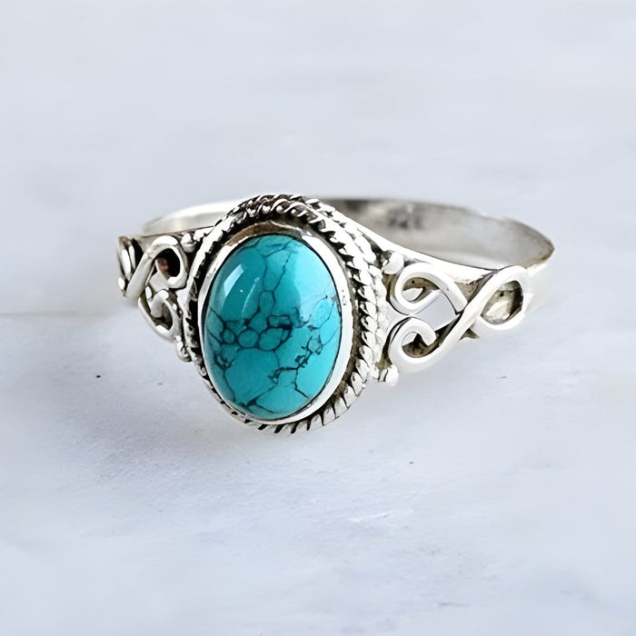 Classic Oval Turquoise Silver Ring