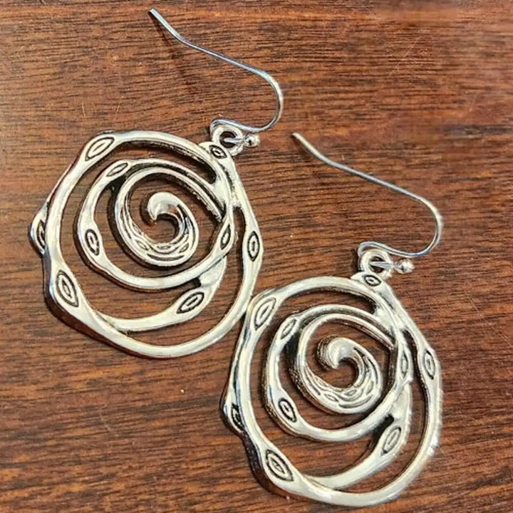 Antique Silver Labyrinth Earrings