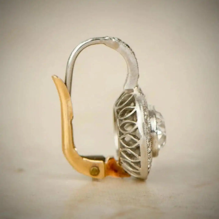 Antique Gold and Silver Crystal Drop Earrings