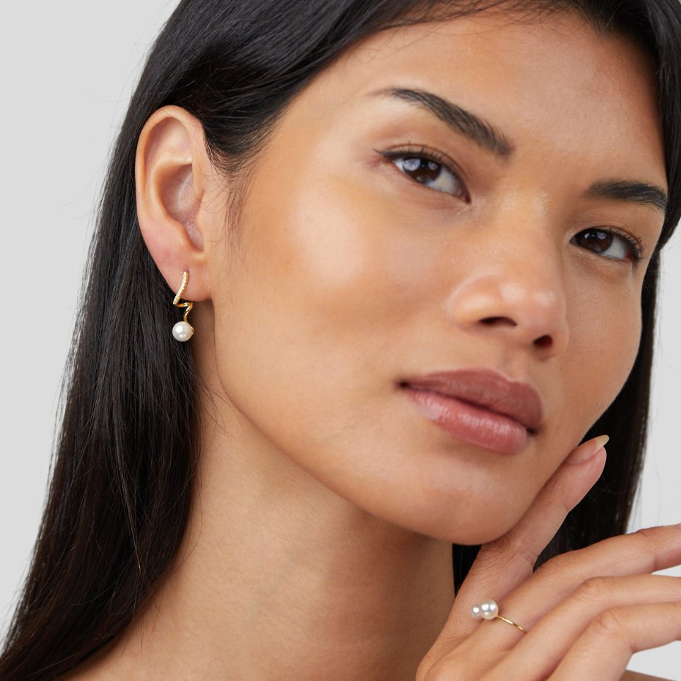 Iridescent Wave Pearl Earrings