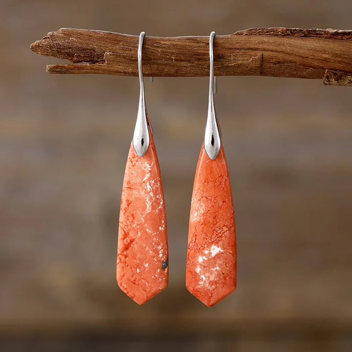 Autumn Glow Triangle Jadeite Earrings