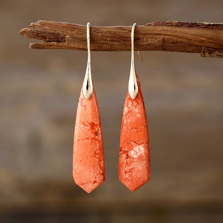 Autumn Glow Triangle Jadeite Earrings